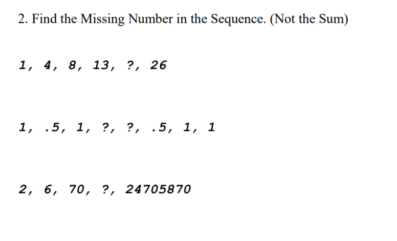 find the missing number in the sequence 1 2 3 4