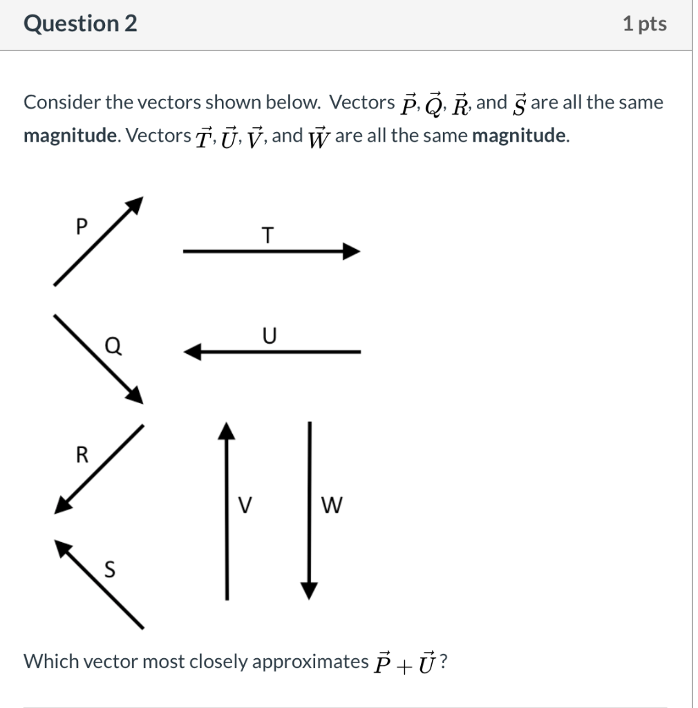 Solved Question2 1 Pts Consider The Vectors Shown Below. 