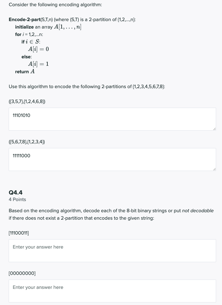 Solved Consider The Following Encoding Algorithm: | Chegg.com