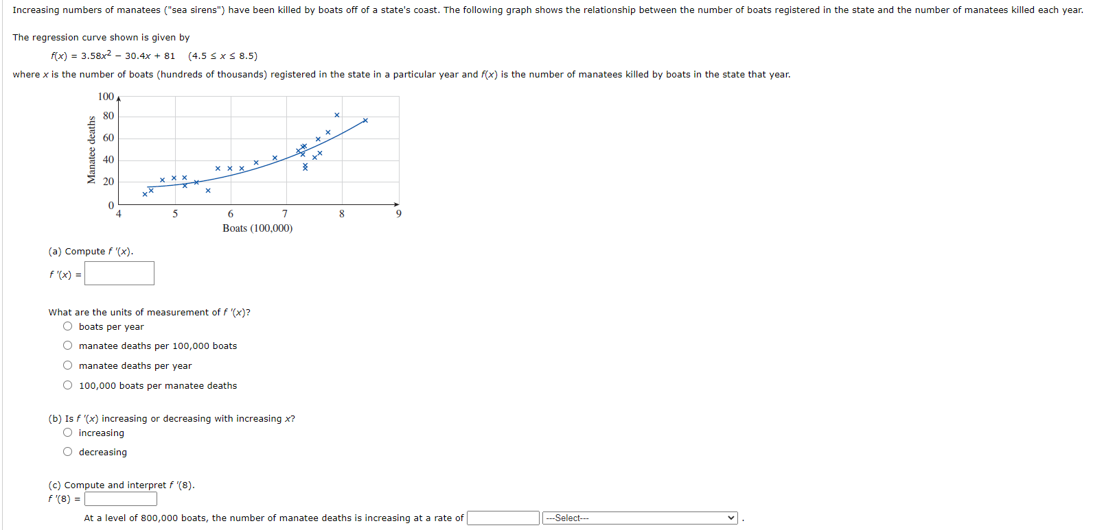 Solved Increasing numbers of manatees ("sea sirens") have | Chegg.com