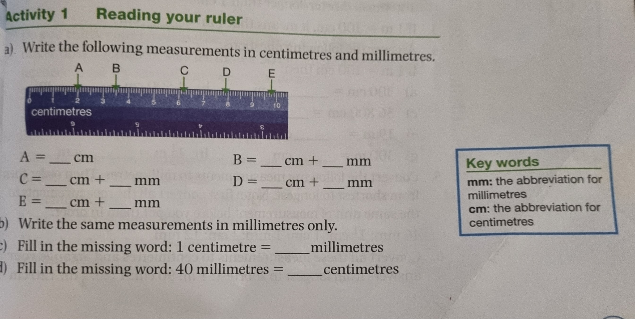 Solved a). ﻿Write the following measurements in centimetres