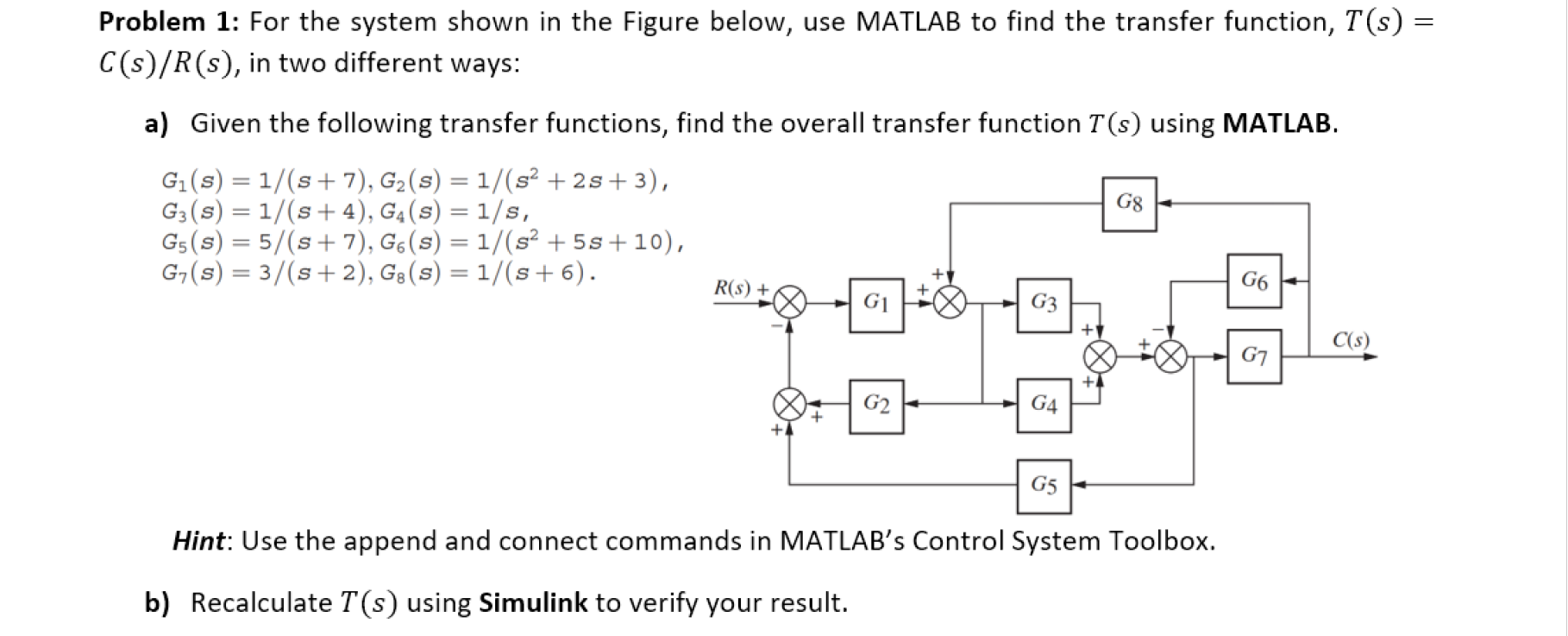 Solved Problem 1: For The System Shown In The Figure Below, | Chegg.com