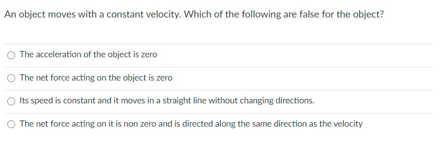 Solved An Object Moves With A Constant Velocity. Which Of | Chegg.com