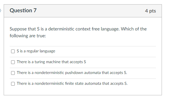 Solved Question 6 4 pts Check all of the following languages | Chegg.com
