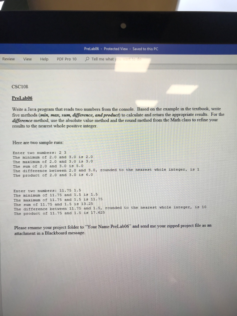 Solved Write a Java program that reads two numbers from the | Chegg.com
