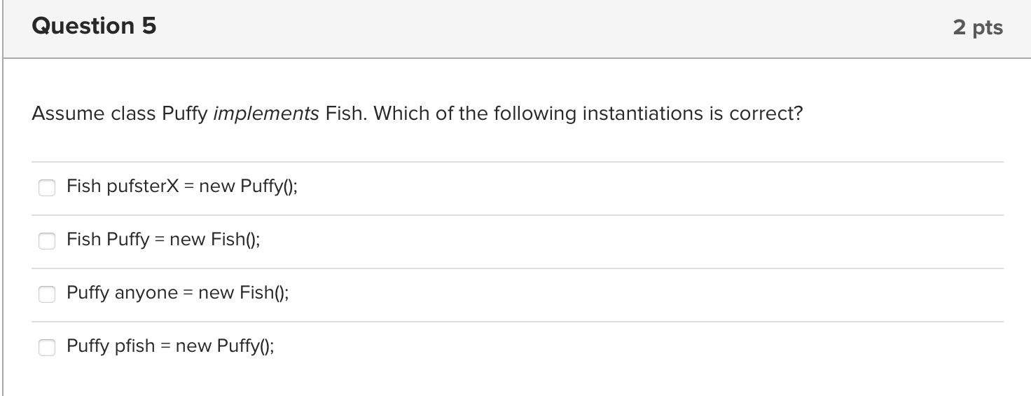 Solved Which Of The Following Statements About An Interface | Chegg.com