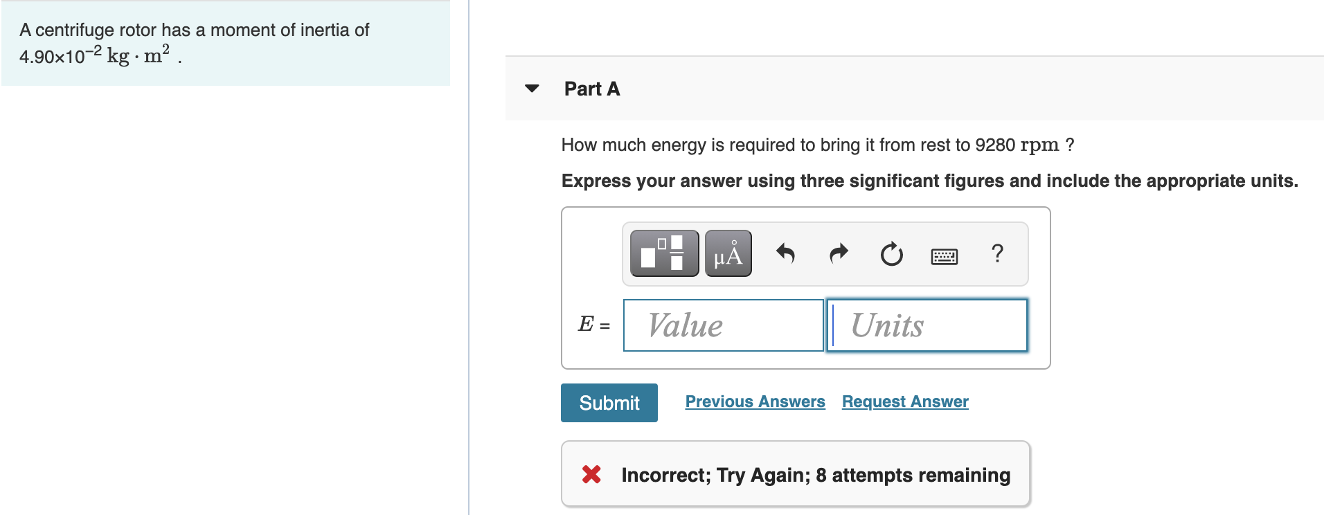 Solved A centrifuge rotor has a moment of inertia of