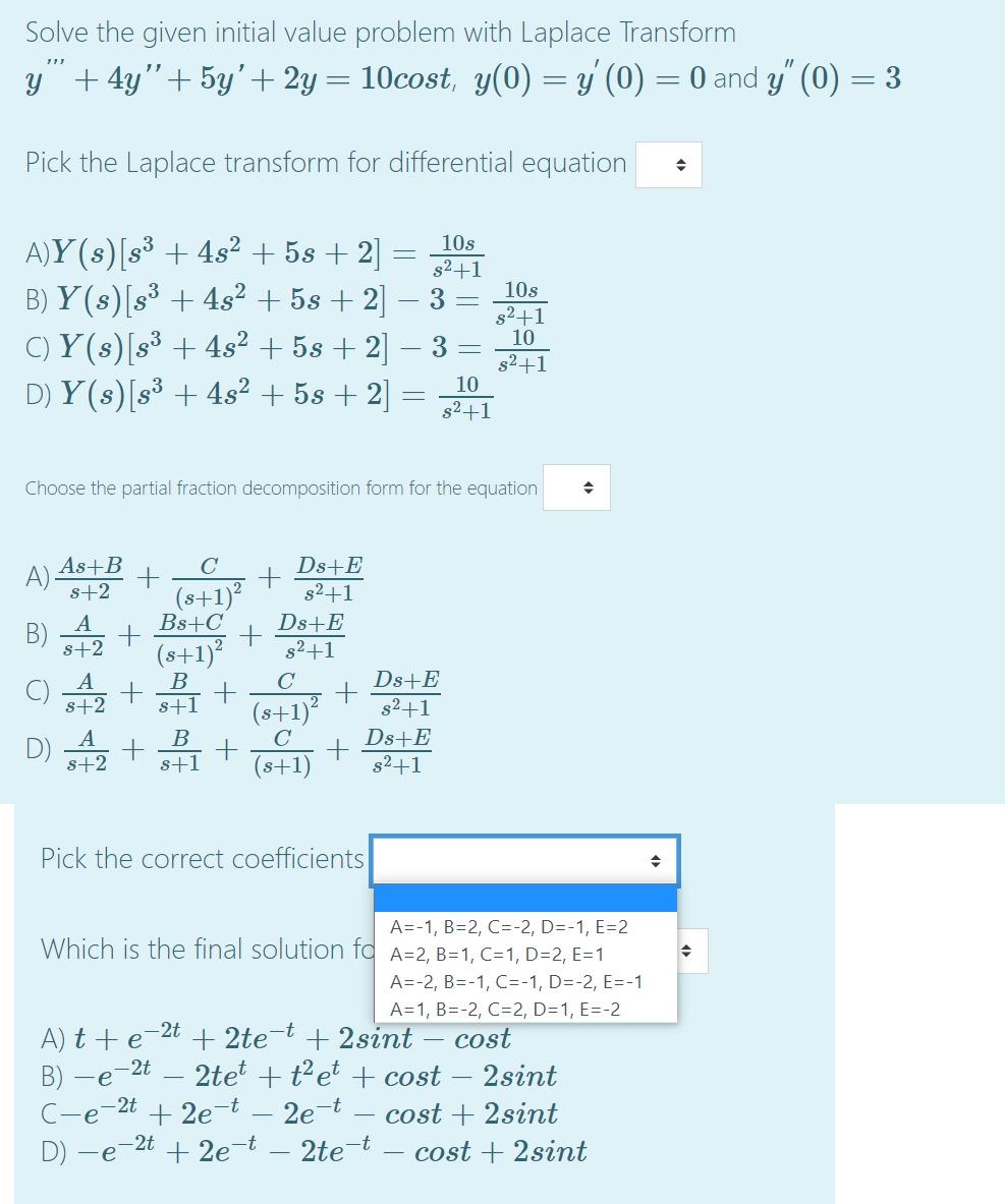 Solved Solve the given initial value problem with Laplace | Chegg.com