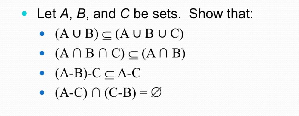 Solved Let A,B, and C be sets. Show that: | Chegg.com