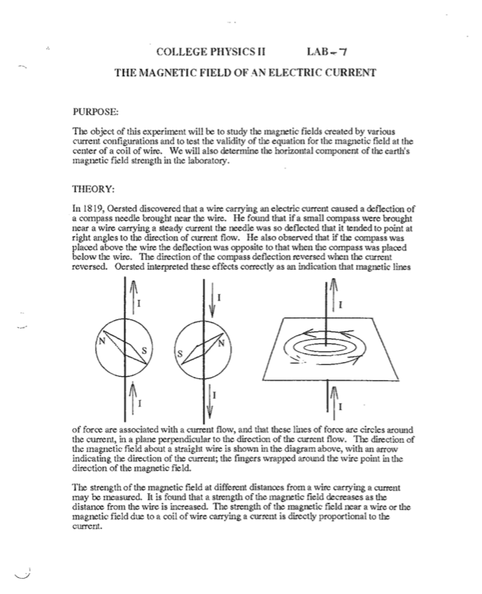 COLLEGE PHYSICS II LAB7 THE FIELD OF AN