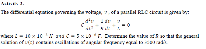 Solved V Activity 2: The differential equation governing the | Chegg.com