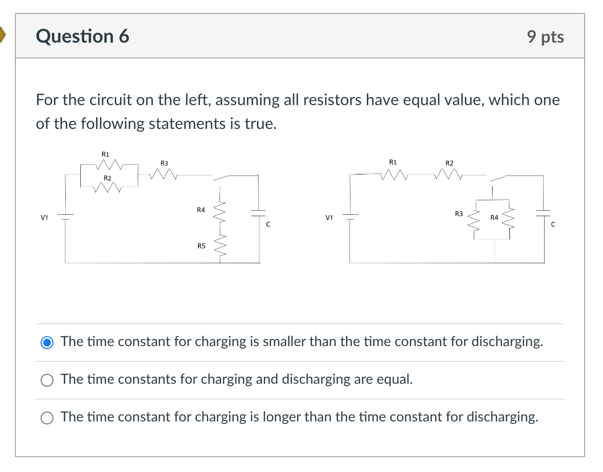 Solved Question 6 9 pts For the circuit on the left, | Chegg.com