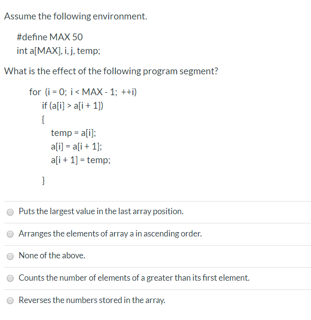 Solved Assume The Following Environment Define Max 50 I Chegg Com