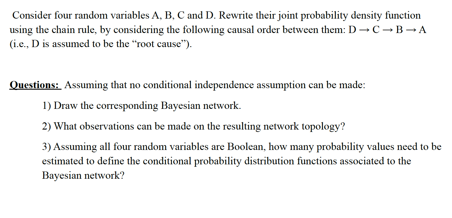 Solved Consider Four Random Variables A, B, C And D. Rewrite | Chegg.com