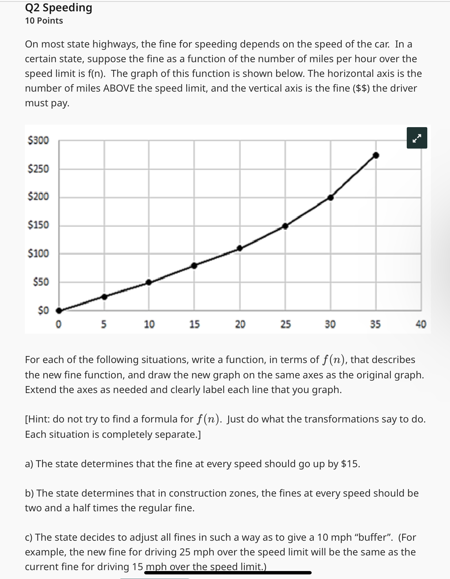 Solved 10 Points On most state highways, the fine for