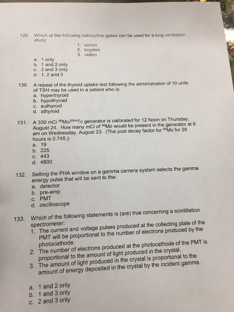 Solved 129. Which of the following radioactive gases can be | Chegg.com