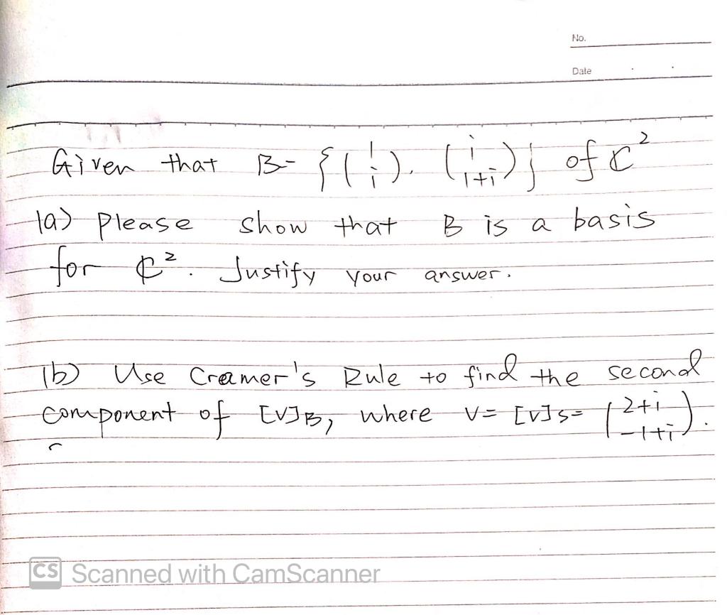 Solved No Dale Given That B Liti Of C B Is A Basi Chegg Com