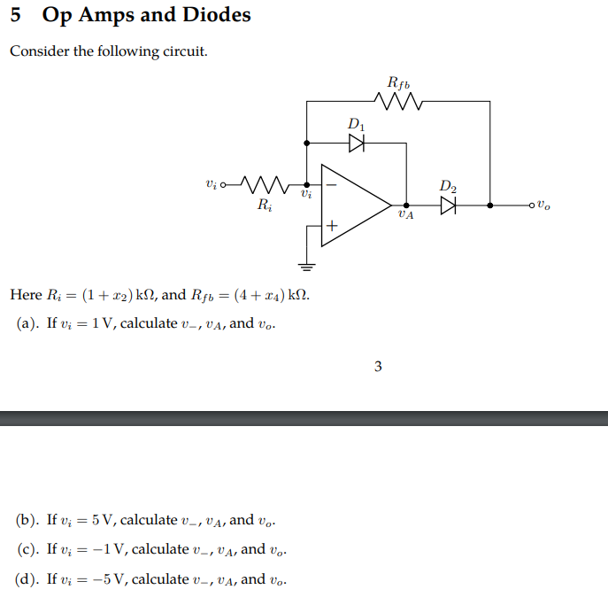 Solved 5 Op Amps And Diodes Consider The Following Circuit. | Chegg.com