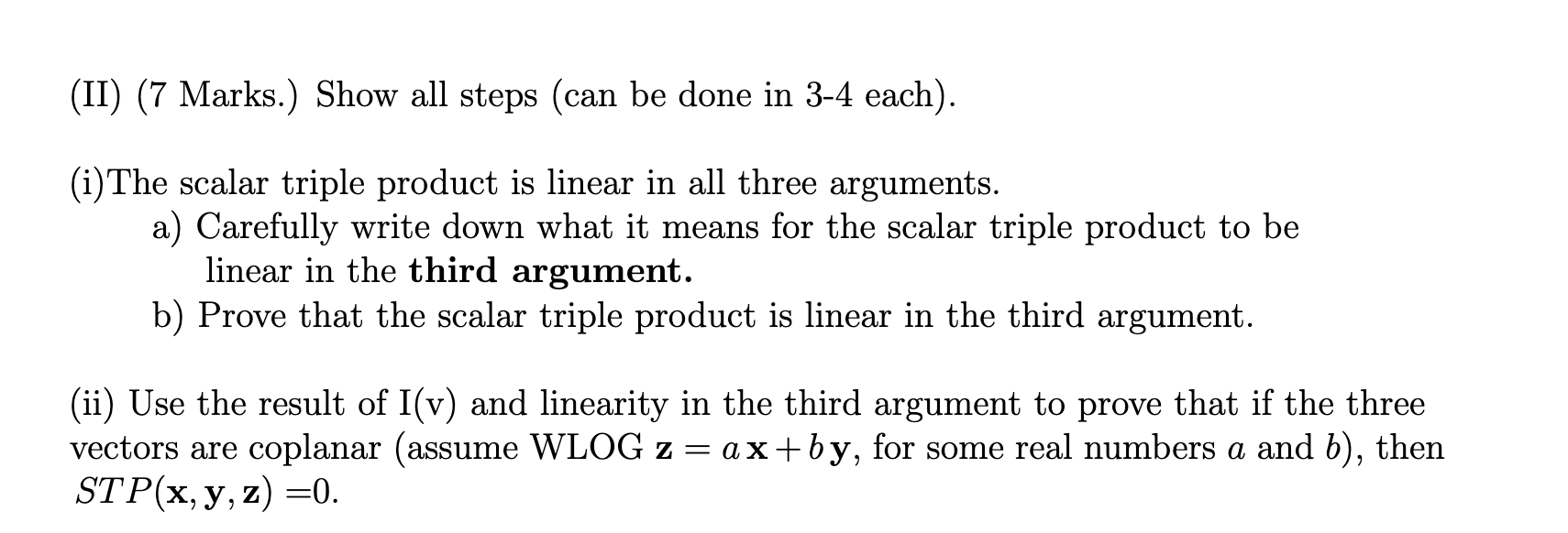 Solved Question 3 17 Marks The Scalar Triple Product 8228