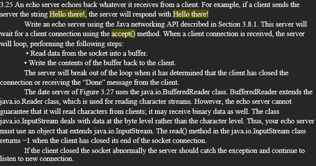 Solved 3.25 An echo server echoes back whatever it receives | Chegg.com