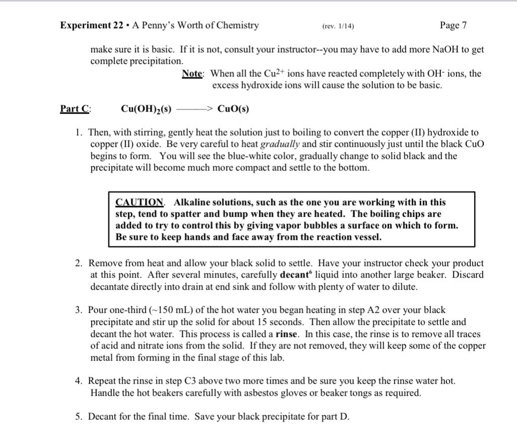 Solved Experiment 22 • A Penny's Worth of Chemistry (rev. | Chegg.com