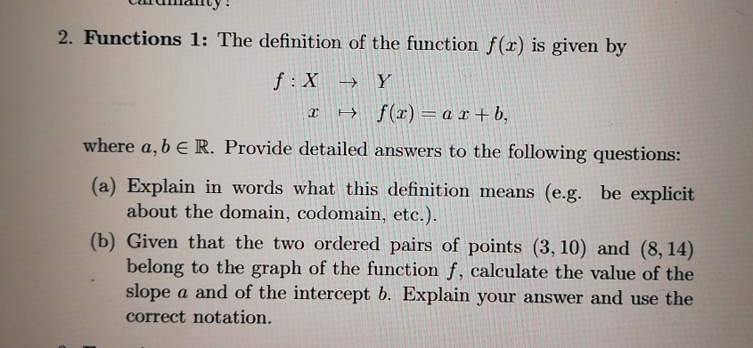 Solved 2 Functions 1 The Definition Of The Function F X