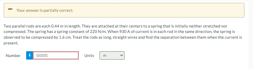 Solved Two parallel rods are each 0.44 m in length. They are | Chegg.com