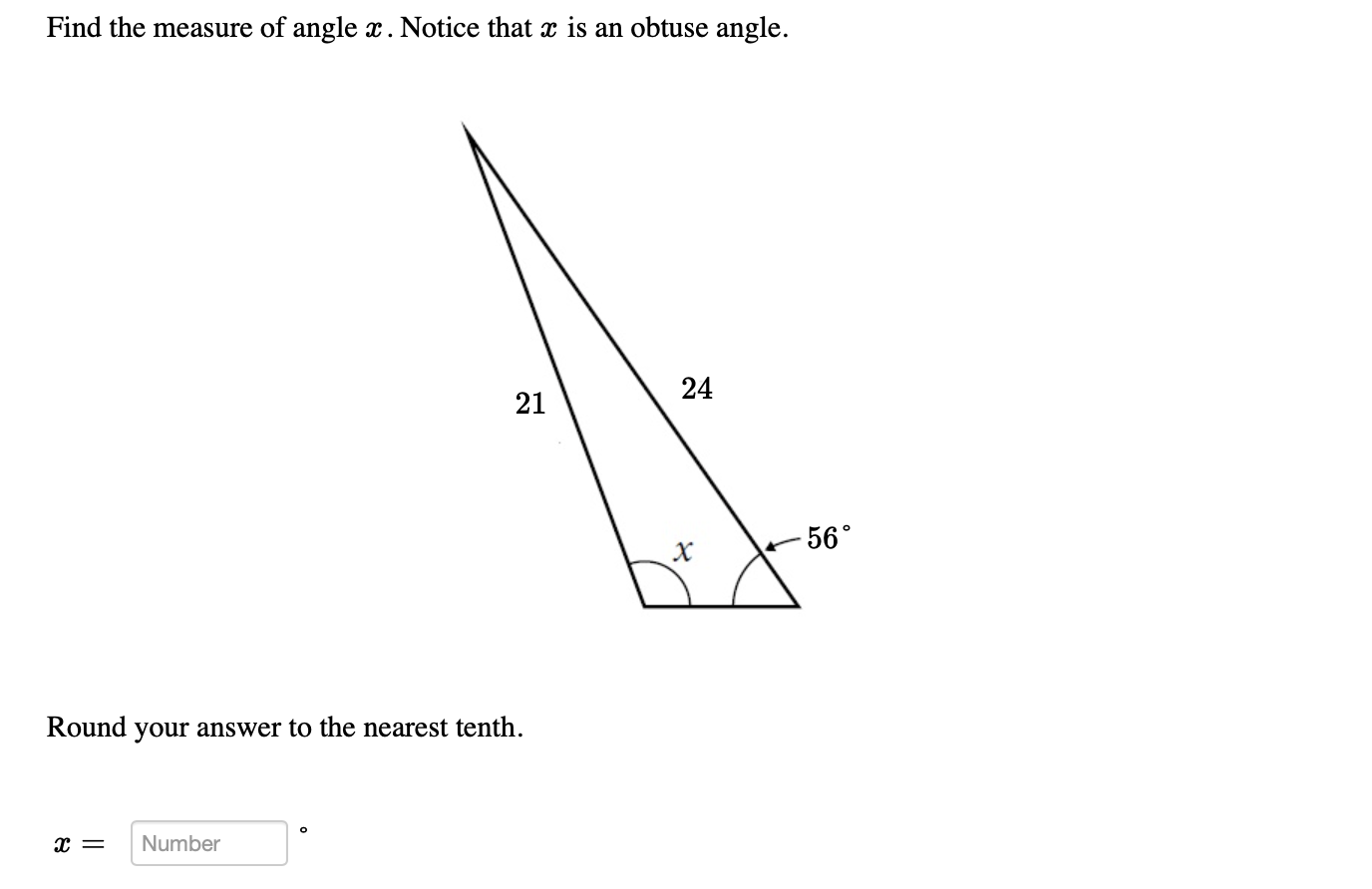 Solved Find the measure of angle x. Notice that x is an | Chegg.com