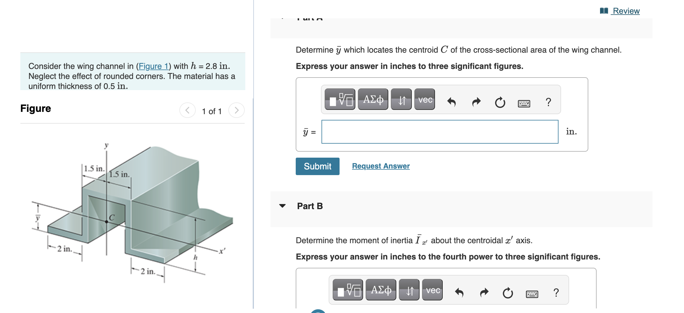 Solved Determine yˉ which locates the centroid C of the | Chegg.com