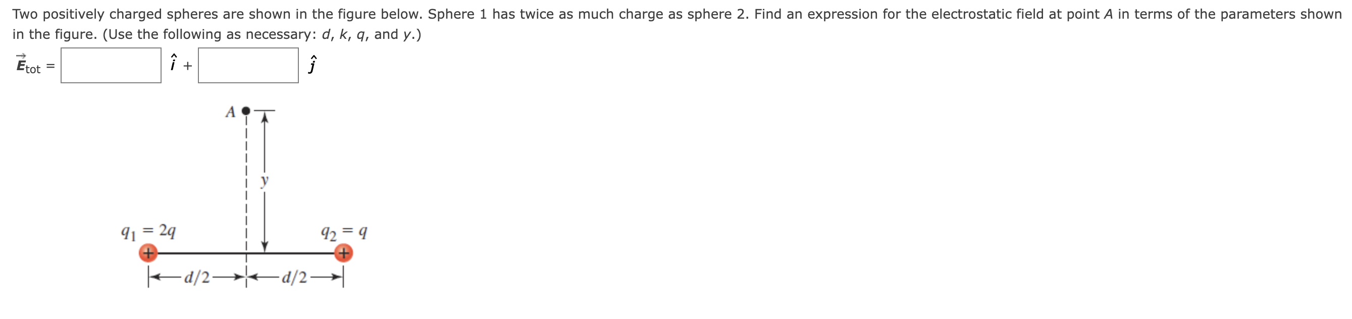 Solved Two Positively Charged Spheres Are Shown In The | Chegg.com