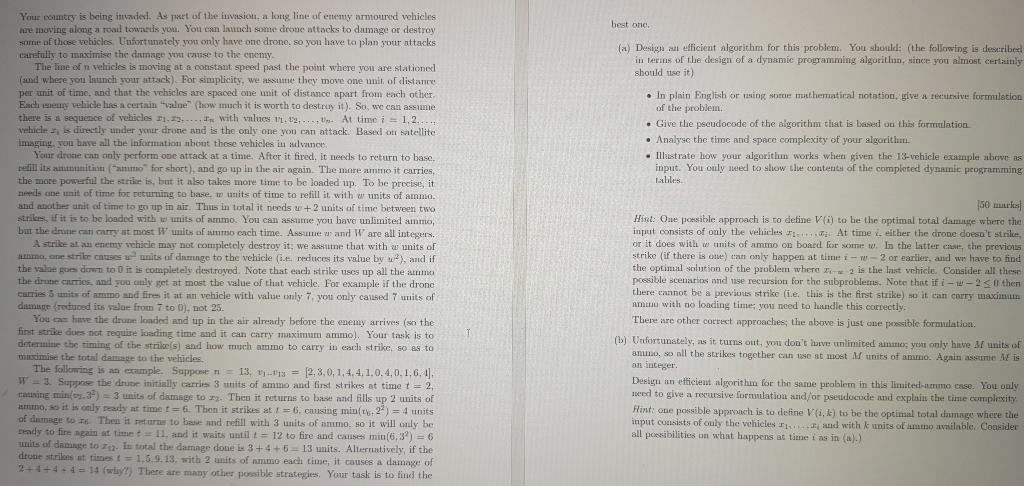 best one (a) Design an efficient algorithm for this | Chegg.com