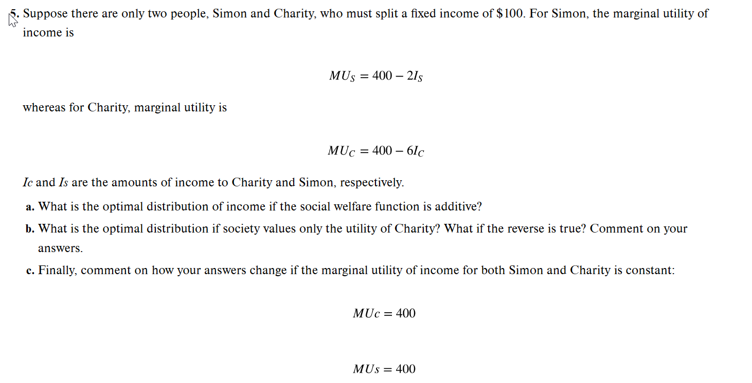 Solved 5. Suppose There Are Only Two People, Simon And | Chegg.com