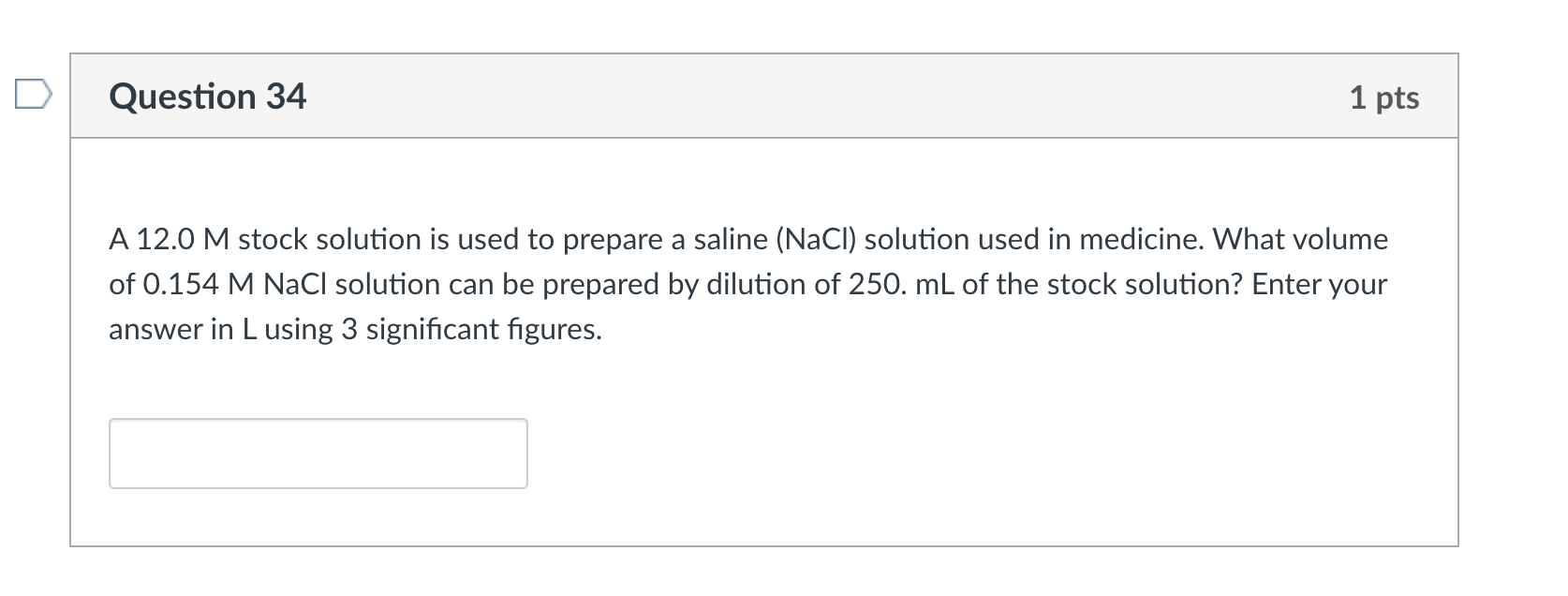 Solved Question 34 1 pts A 12.0 M stock solution is used to | Chegg.com