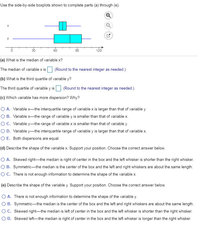 Solved Use The Side By Side Boxplots Shown To Complete Pa Chegg Com