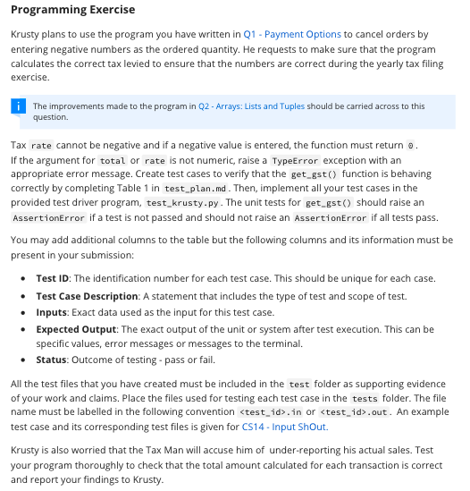 I need to create test-cases for a python the below | Chegg.com