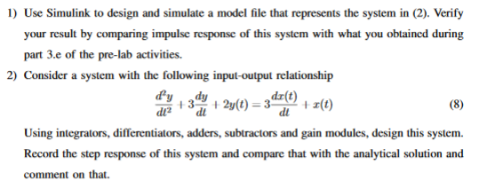 Solved 1) Use Simulink to design and simulate a model file | Chegg.com
