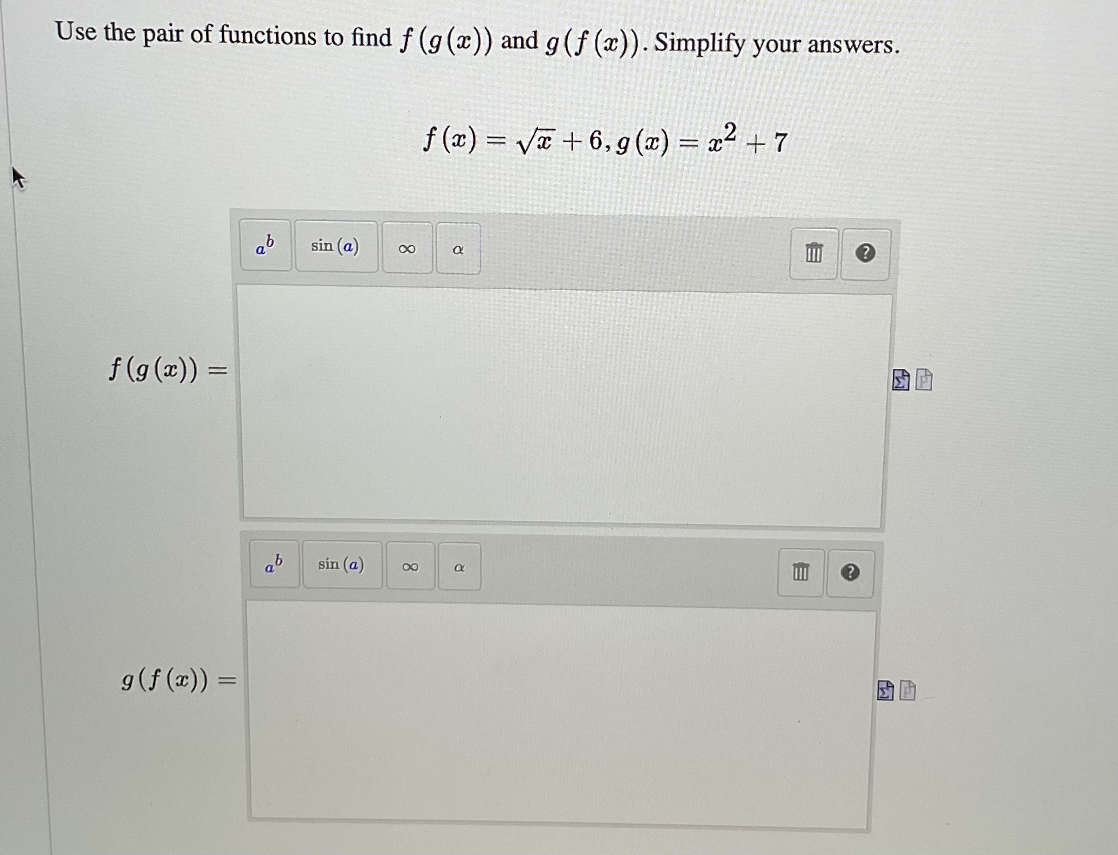 Solved Use The Pair Of Functions To Find F G X And