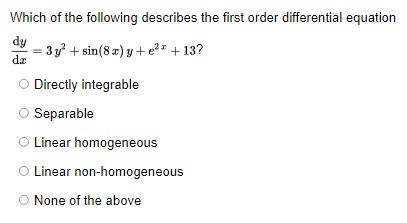 Solved Which of the following describes the first order | Chegg.com