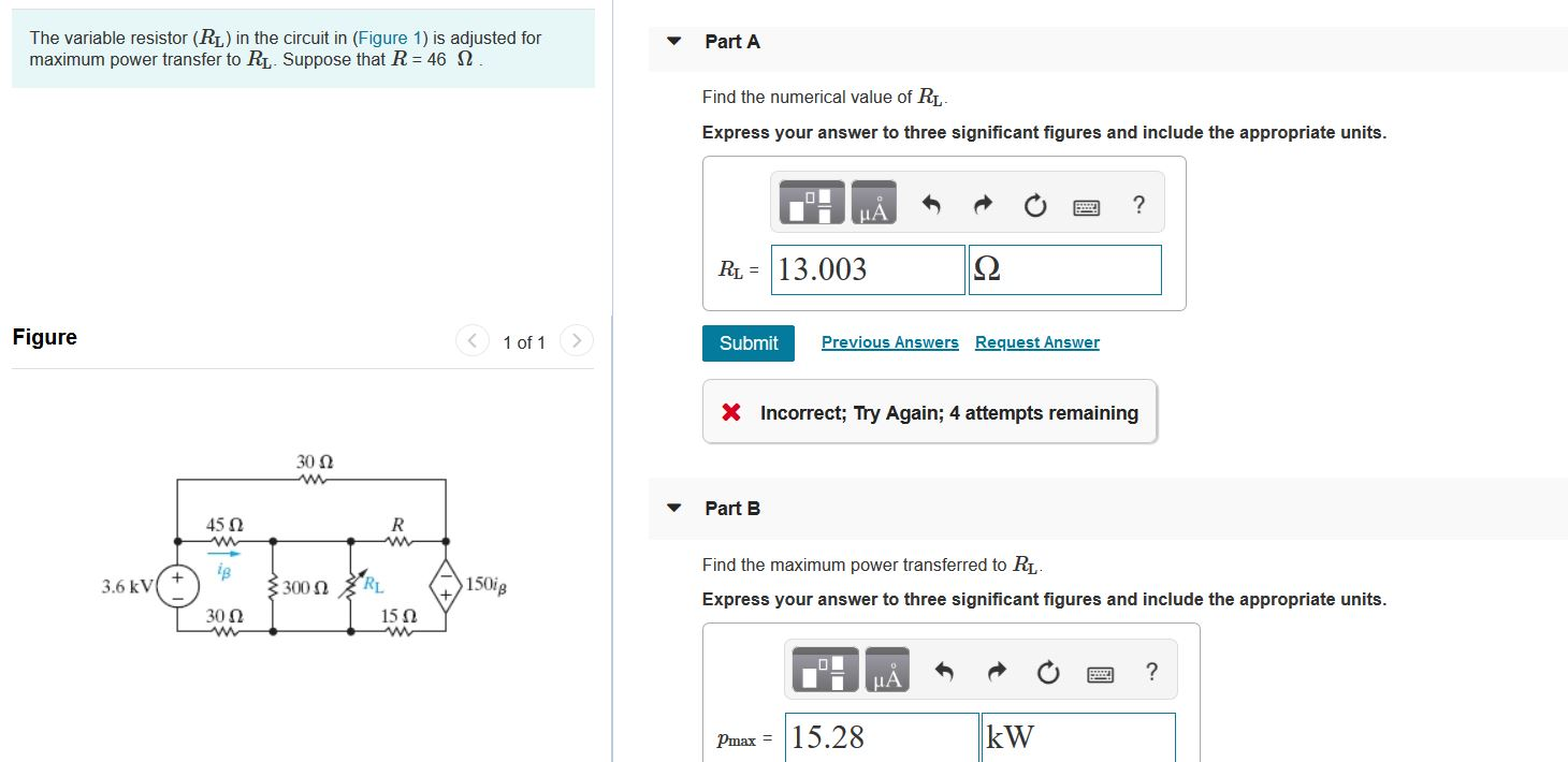 Solved The variable resistor (RL) in the circuit in (Figure