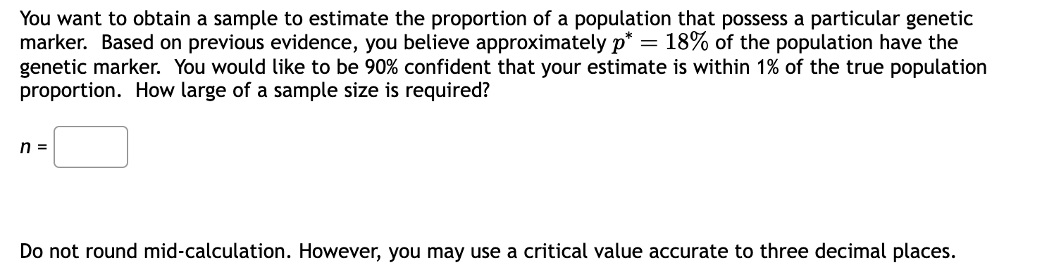 Solved You want to obtain a sample to estimate the | Chegg.com
