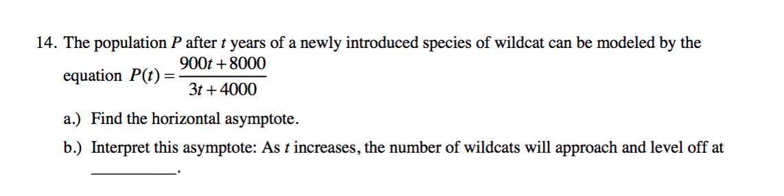 Solved 14. The population P after t years of a newly | Chegg.com