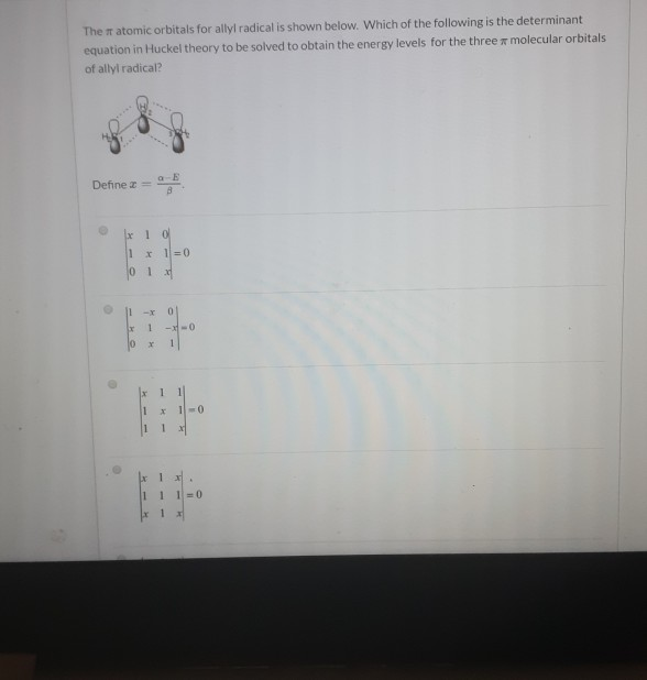 Solved The atomic orbitals for allyl radicalis shown below. | Chegg.com