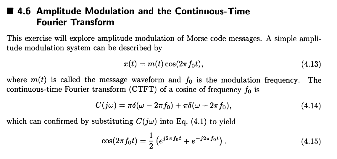 4.6 Amplitude Modulation and the Continuous-Time | Chegg.com