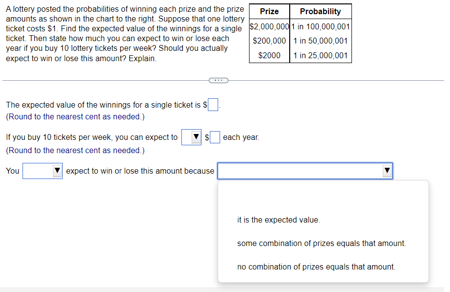 Solved A lottery posted the probabilities of winning each | Chegg.com