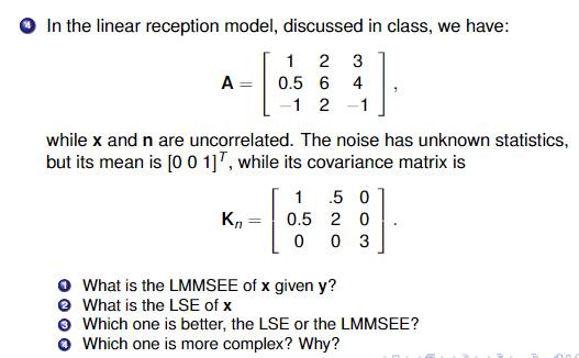 In the linear reception model, discussed in class, we | Chegg.com