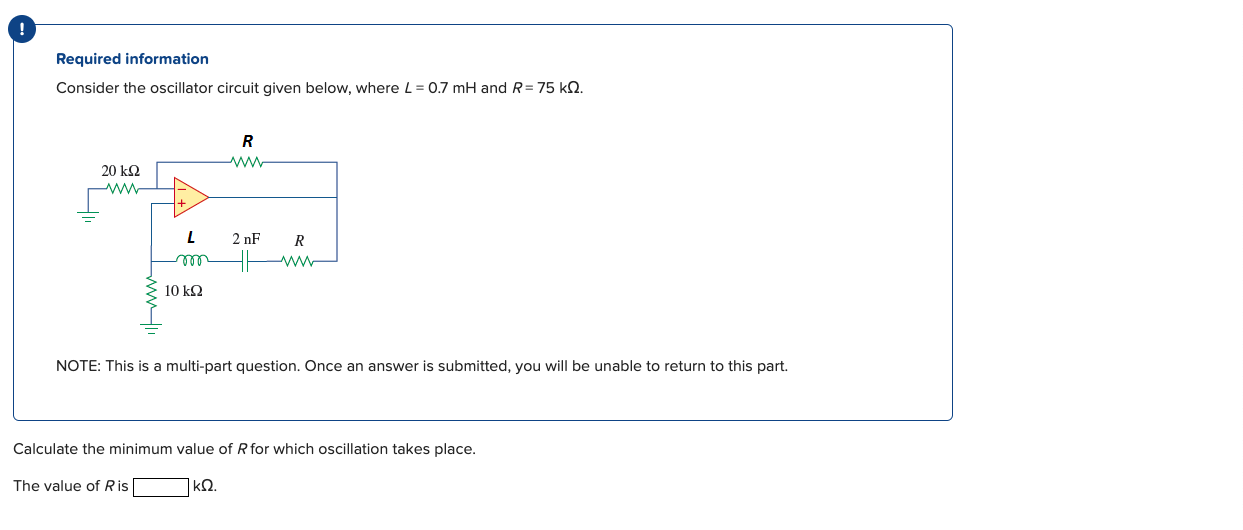 Solved ! Required information Consider the oscillator | Chegg.com