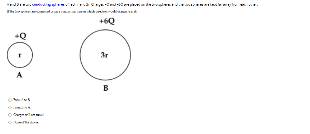 Solved A And B Are Two Conducting Spheres Of Radii R And 3r. | Chegg.com