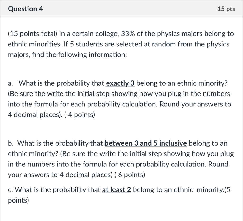 Solved Question 4 15 pts (15 points total) In a certain | Chegg.com