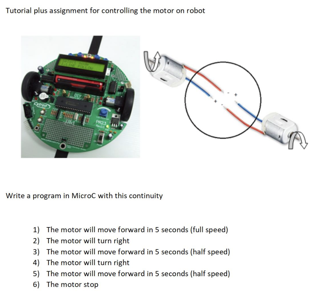 Solved Tutorial plus assignment for controlling the motor on | Chegg.com