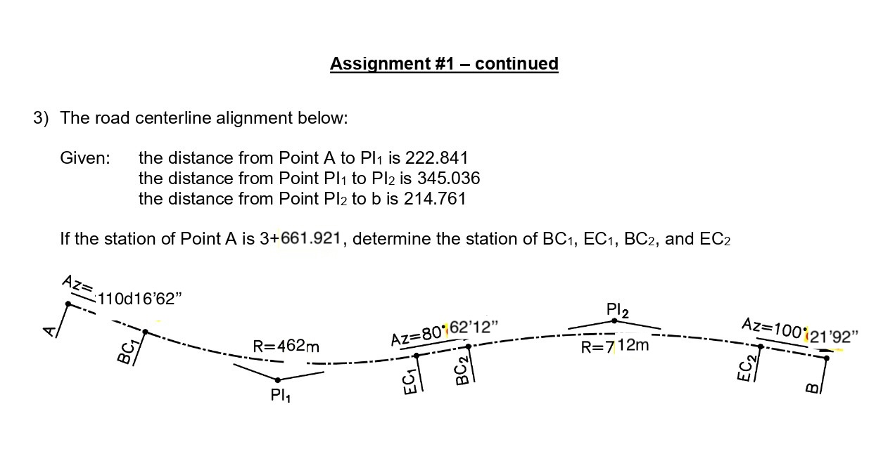 Solved Assignment #1 - ﻿continuedThe Road Centerline | Chegg.com